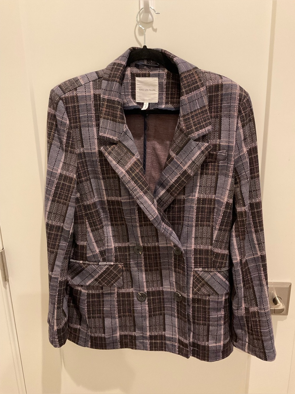 Avec Les Filles Brown and Pink Plaid Blazer - Picture 2 of 5